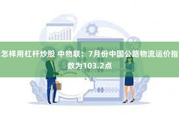 怎样用杠杆炒股 中物联：7月份中国公路物流运价指数为103.2点