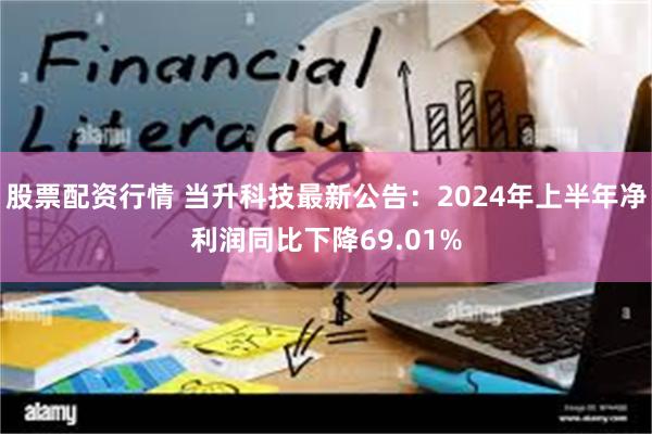 股票配资行情 当升科技最新公告：2024年上半年净利润同比下降69.01%