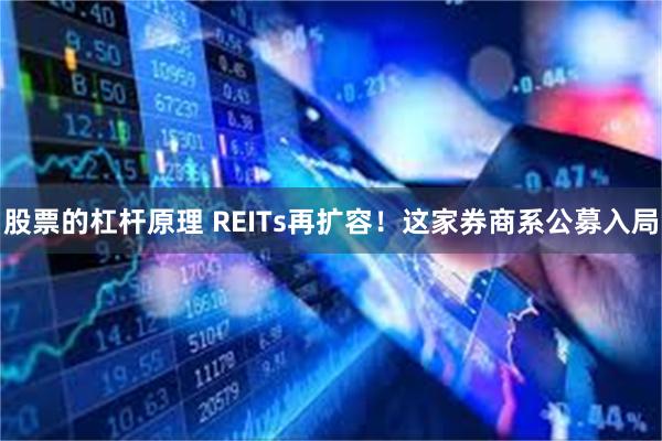 股票的杠杆原理 REITs再扩容！这家券商系公募入局